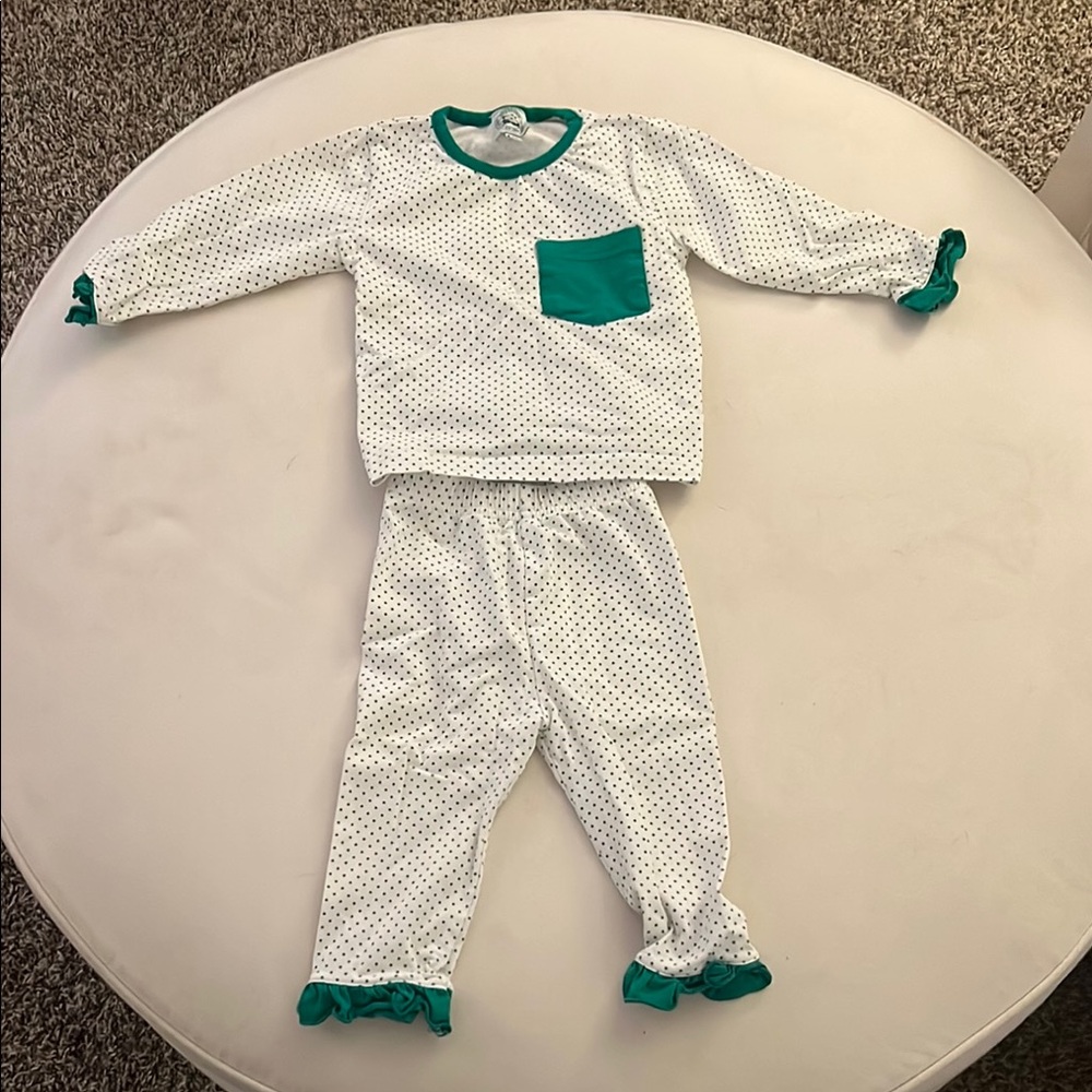 Kids Polka Dot Grinch Christmas Pajama Set with Green Accents